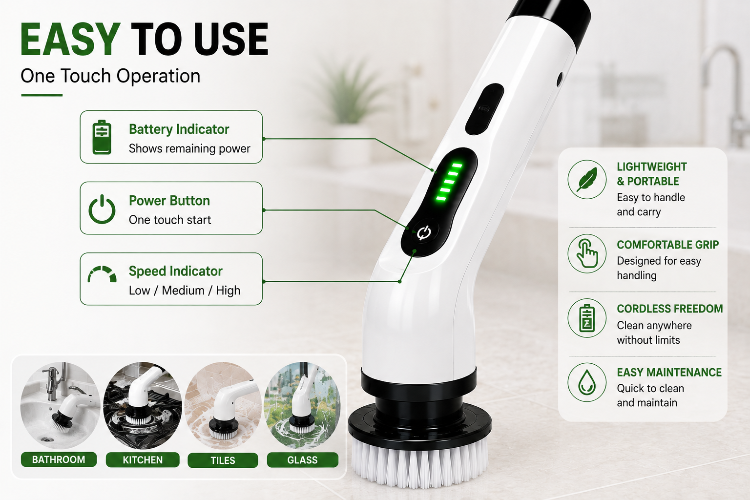 9-in-1 Electric Spin Scrubber | Cordless Cleaning Brush