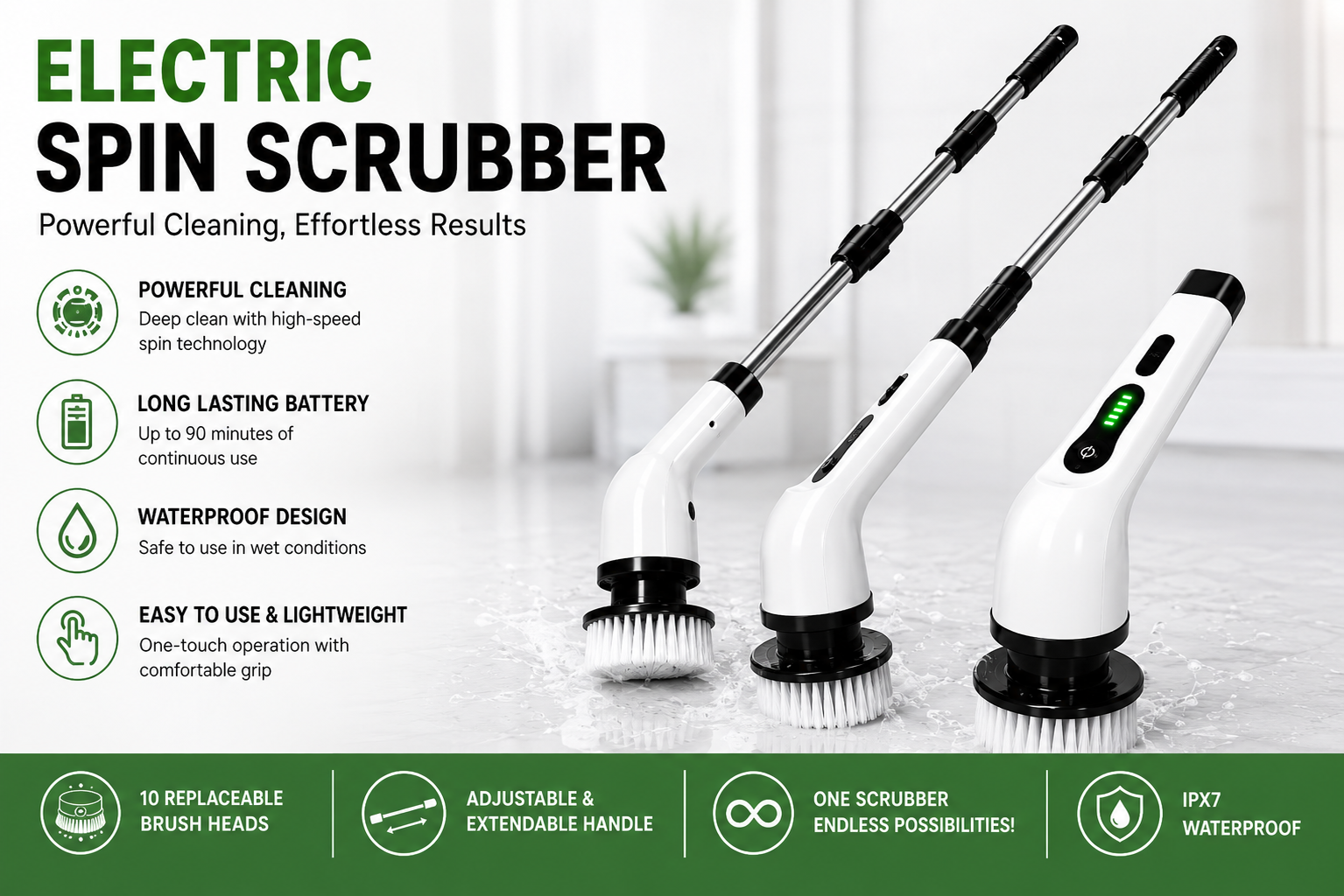 9-in-1 Electric Spin Scrubber | Cordless Cleaning Brush