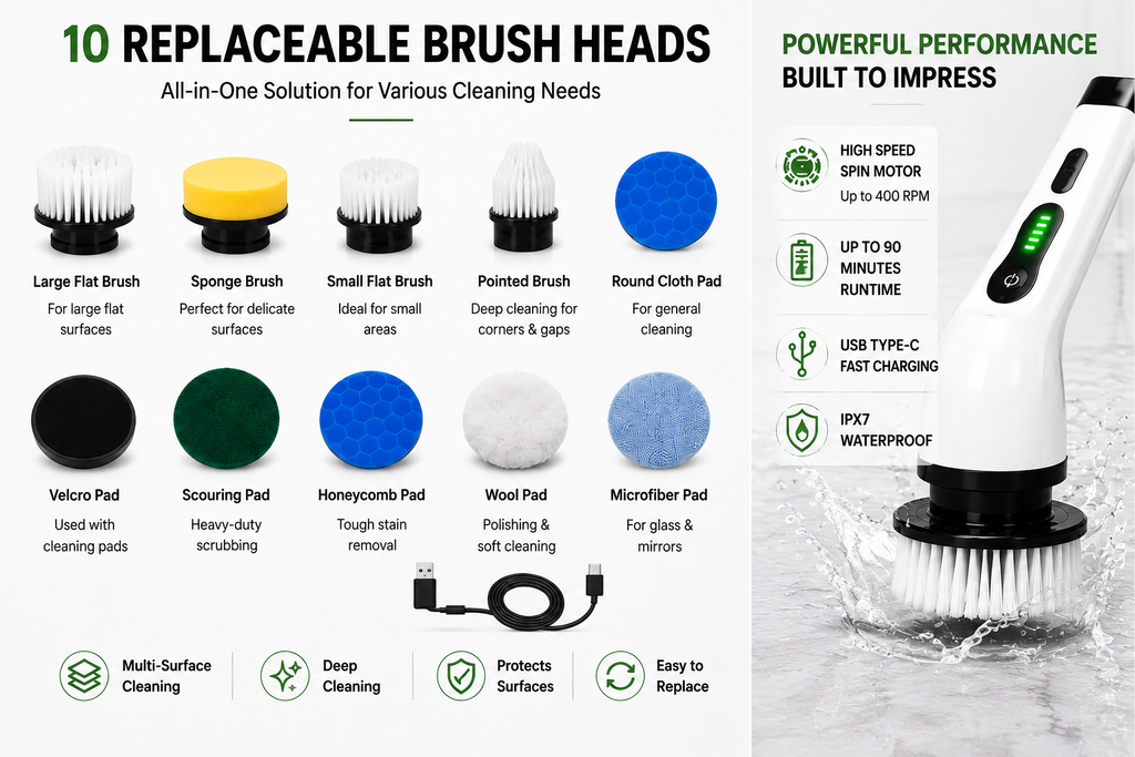 9-in-1 Electric Spin Scrubber | Cordless Cleaning Brush