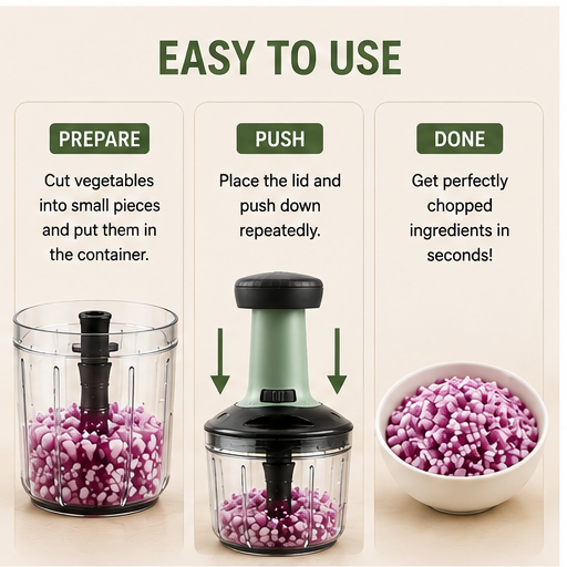 Premium Multifunction Vegetable Chopper | Manual Food & Onion Cutter