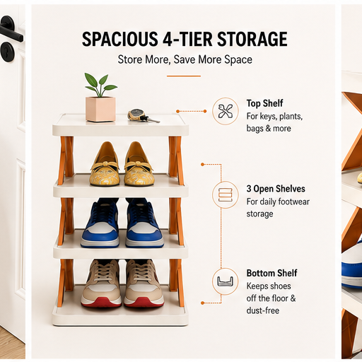 Premium 4-Tier Stackable Shoe Storage Organizer