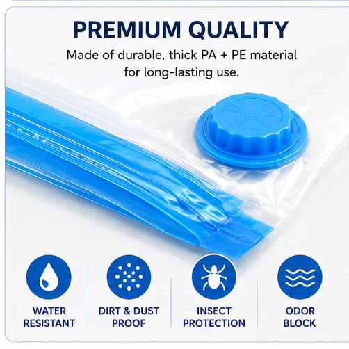 Vacuum Storage Bags with Hand Pump | Space Saving Storage Solution