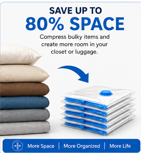 Vacuum Storage Bags with Hand Pump | Space Saving Storage Solution