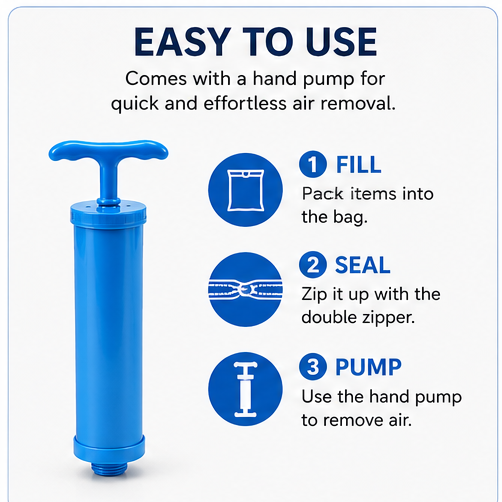 Vacuum Storage Bags with Hand Pump | Space Saving Storage Solution
